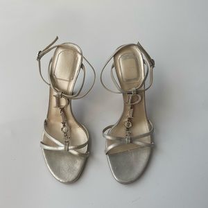 Dior Rhinestone Logo Chain Heels